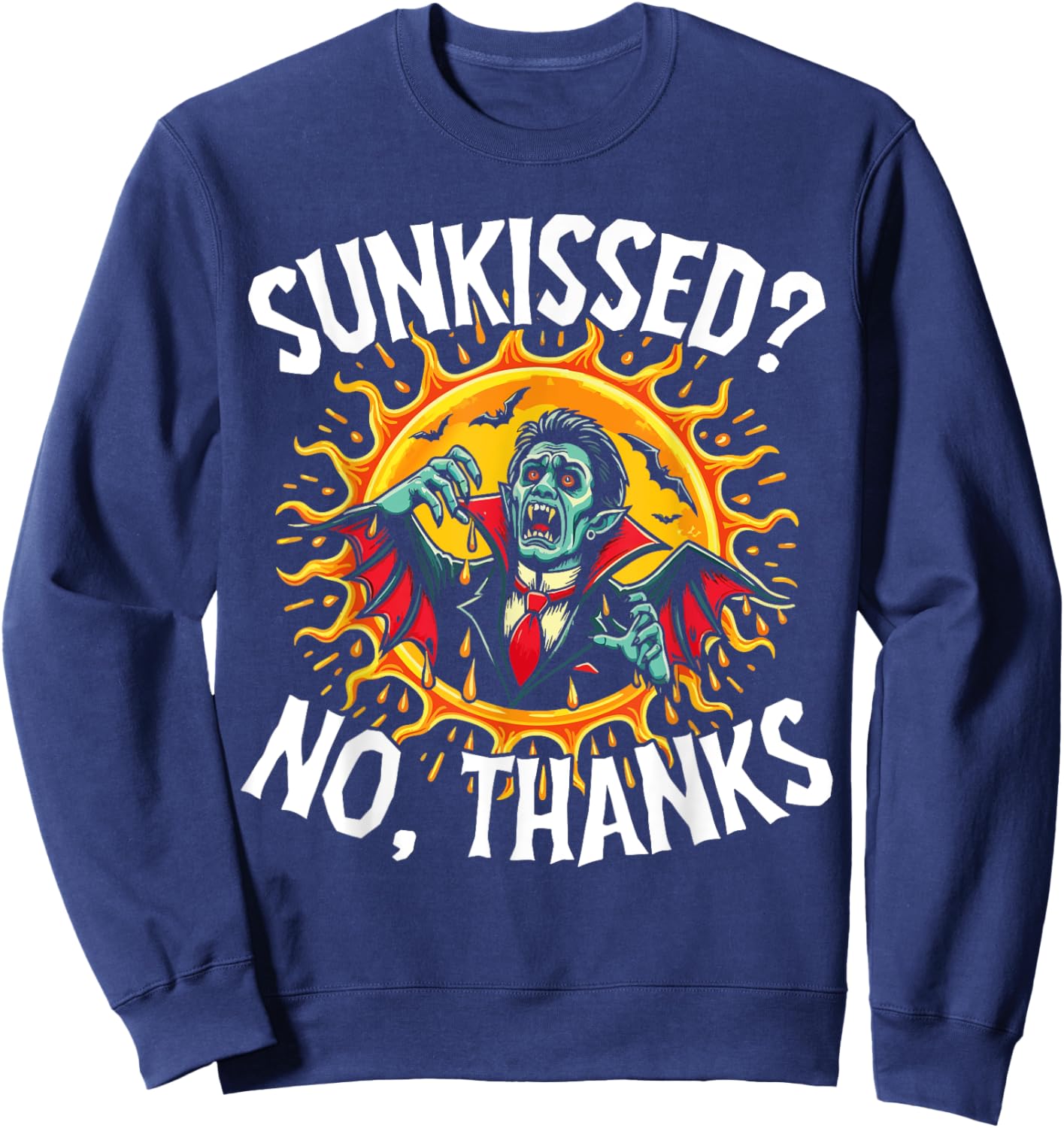 Vampire Design for Halloween Men Funny Vampires Sweatshirt - Sweatshirt | Navy
