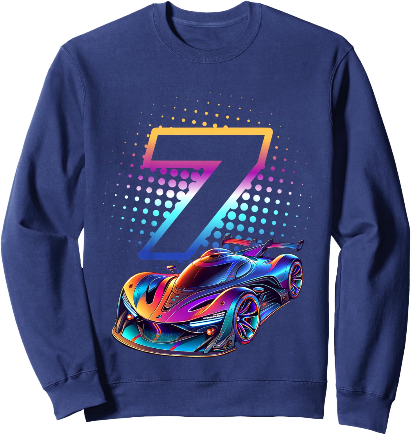 7 Jahre altes Rennauto 7. Geburtstag Futuristischer Rennwagen Sweatshirt - Sweatshirt | Navy