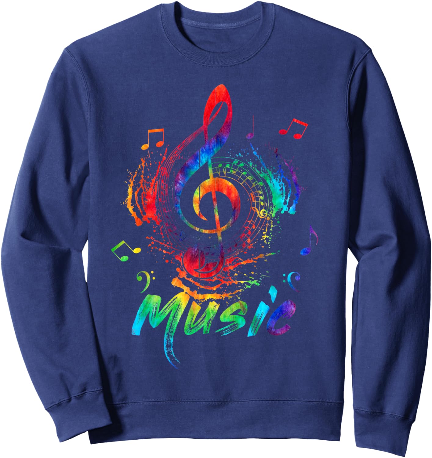 Tie Dye Music Treble Clef Musical Instrument Note Gifts Sweatshirt - Sweatshirt | Navy