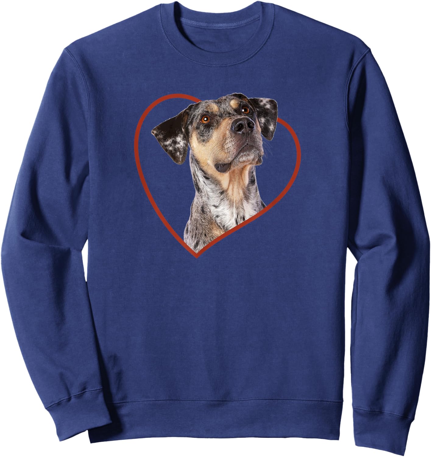 Louisiana Catahoula Leopard Dog Portrait Heart Sweatshirt - Sweatshirt | Navy