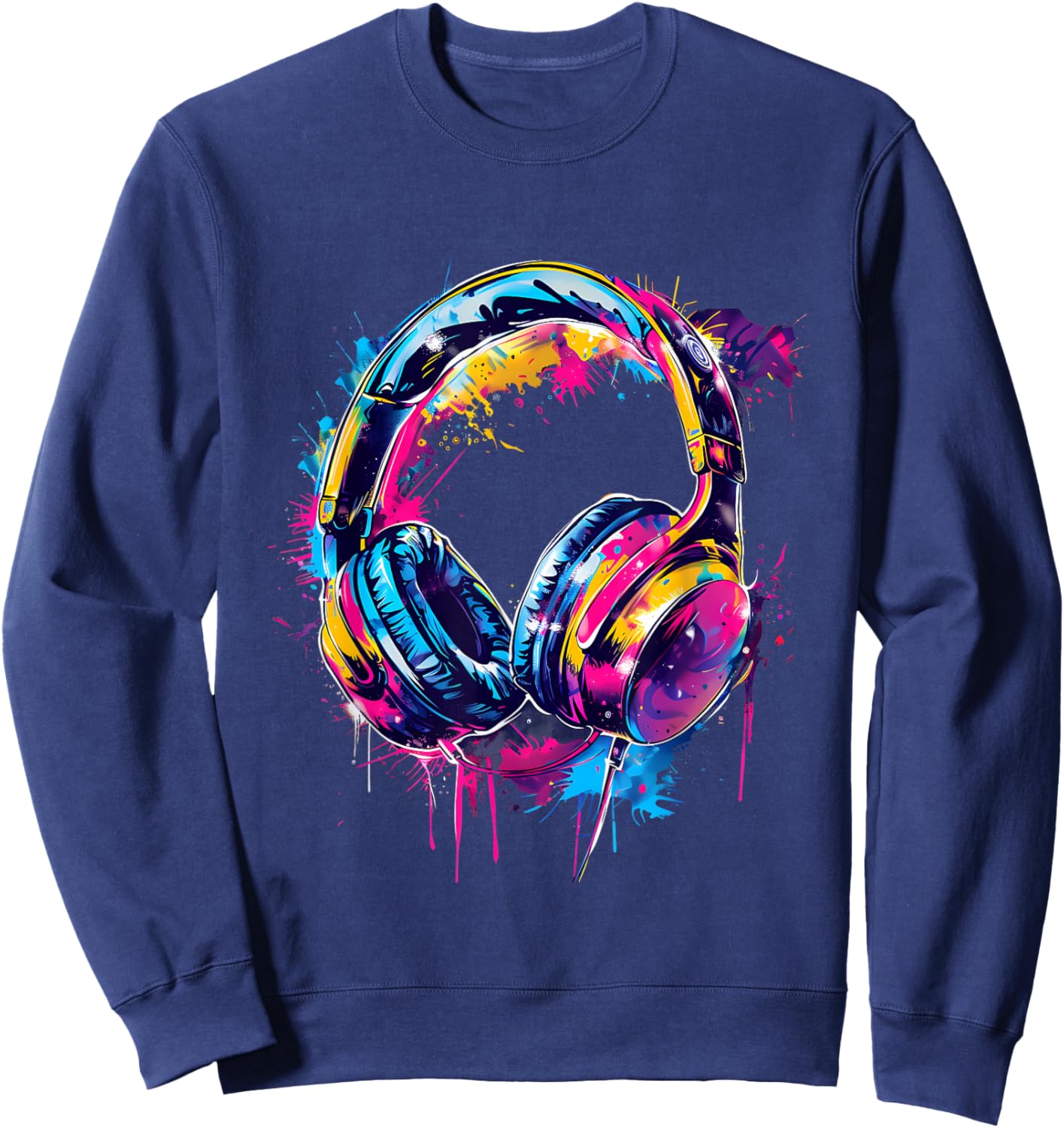 Headphones Music DJ House Dance Club Music Headphones Splash Sweatshirt - Sweatshirt | Navy