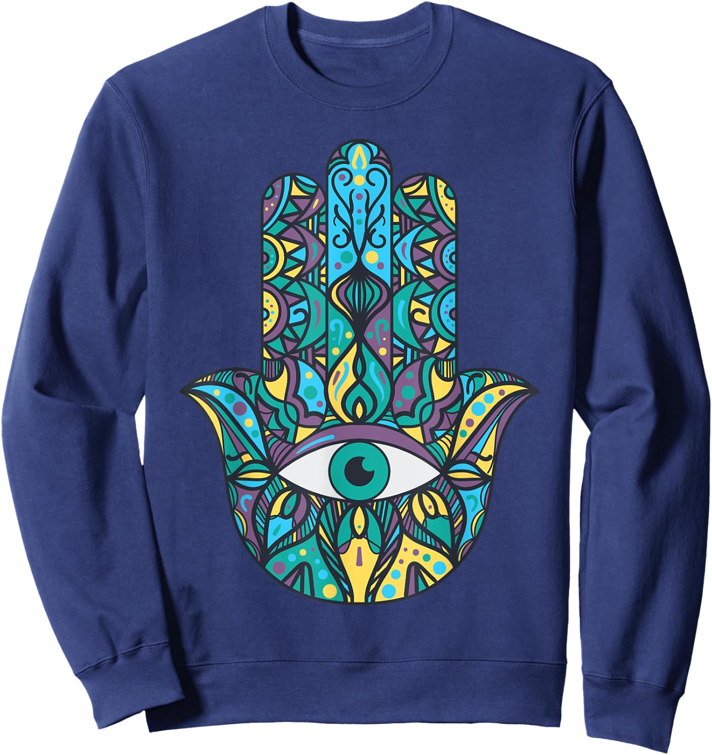 Hamsa Hand Meditation Yoga Hand Of Fatima Men Women Sweatshirt - Sweatshirt | Navy