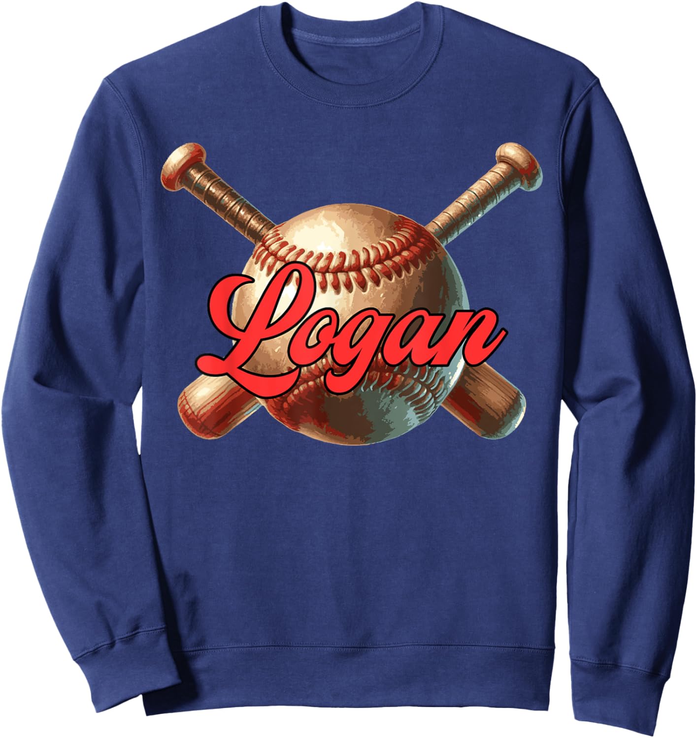 Logan Baseball Custom Name Sweatshirt - Sweatshirt | Navy