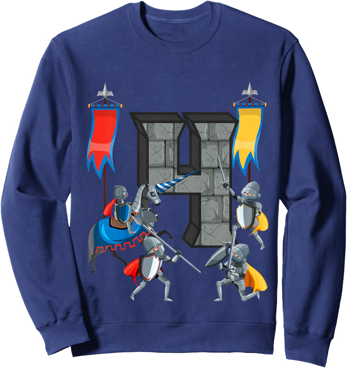 Medieval Knights Middle Ages History Castle 4th Birthday Sweatshirt - Sweatshirt | Navy