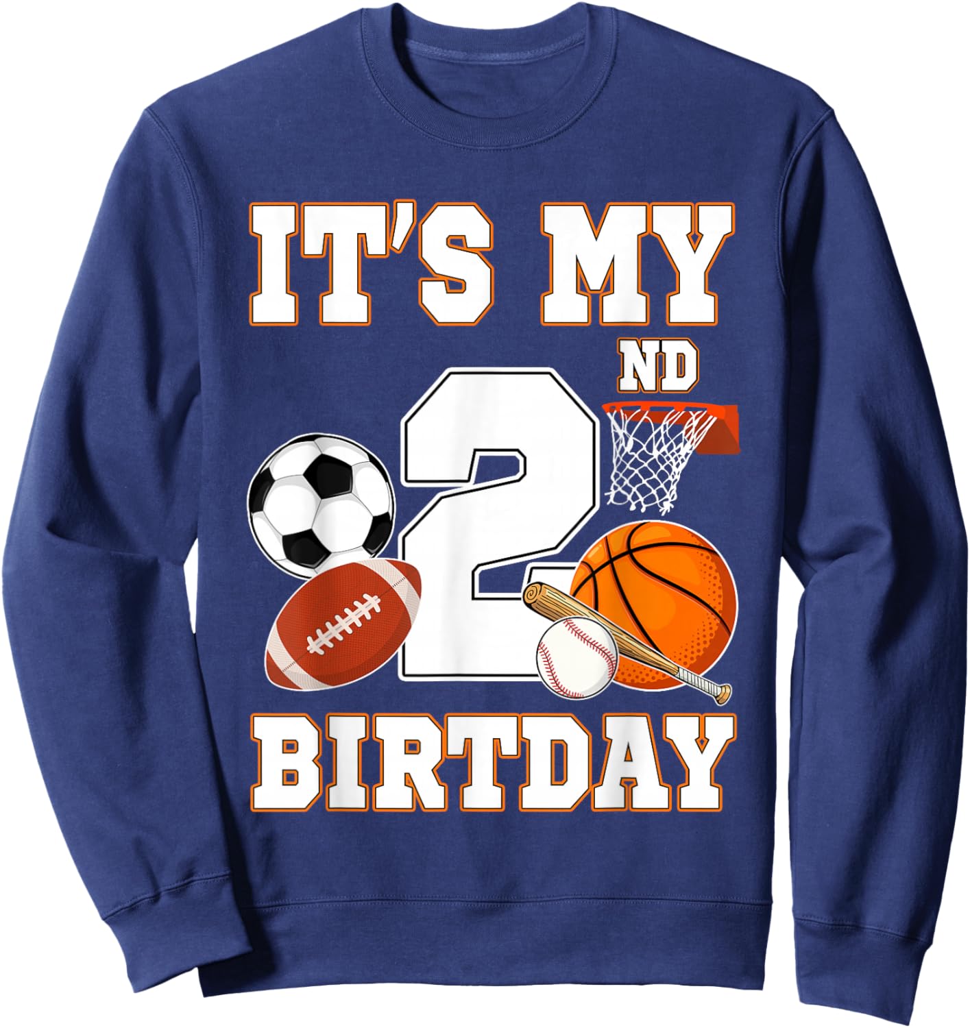 It's my 2nd Birthday Sport Balls 2 Year Old Kids Party Sweatshirt - Sweatshirt | Navy