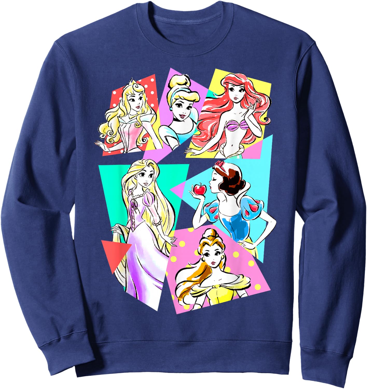 Disney Princesses Neon Pop Art Sketch Graphic Sweatshirt - Sweatshirt | Navy