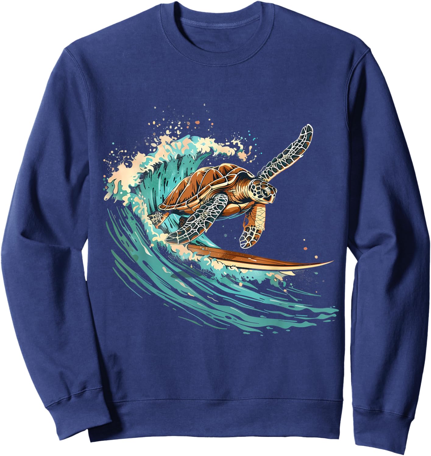 Sea Turtle Surfing Ocean Sea Turtle Ocean Sea Animal Lover Sweatshirt - Sweatshirt | Navy