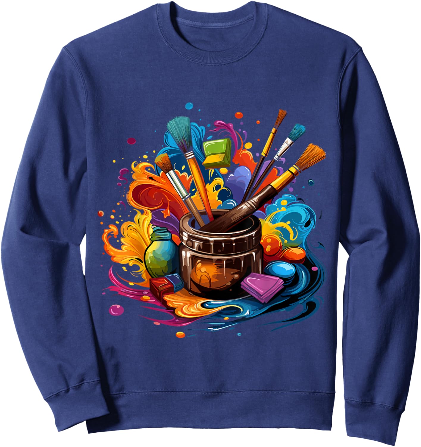 Artist Paint Palette And Brushes Art -Adults Black Art Sweatshirt - Sweatshirt | Navy