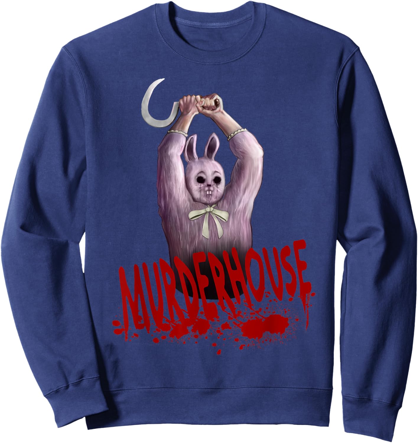 Murder House Easter Bunny Survival Horror Game Maniac Sweatshirt - Sweatshirt | Navy