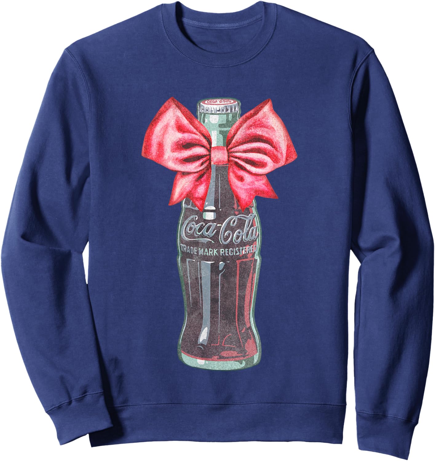 Coca-Cola Classic Glass Bottle With Red Bow Vintage Sweatshirt - Sweatshirt | Navy