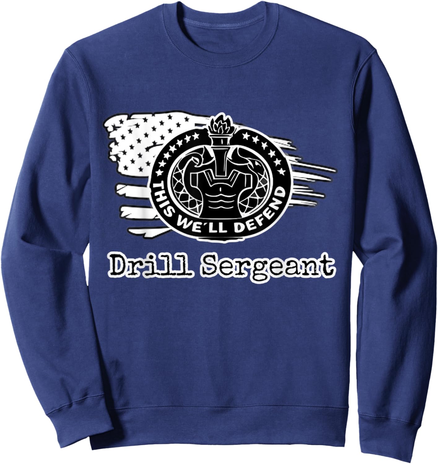 Army Drill Sergeant Badge Sweatshirt - Sweatshirt | Navy