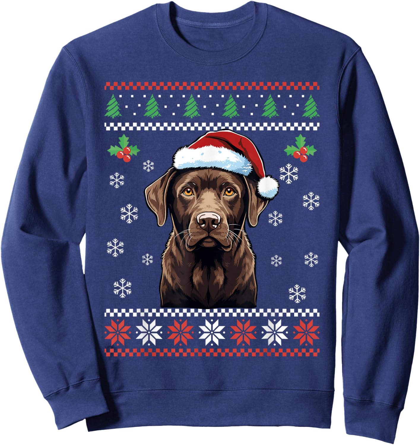 Chocolate Labrador Ugly Christmas Sweater Xmas Adults Kids Sweatshirt - Sweatshirt | Navy