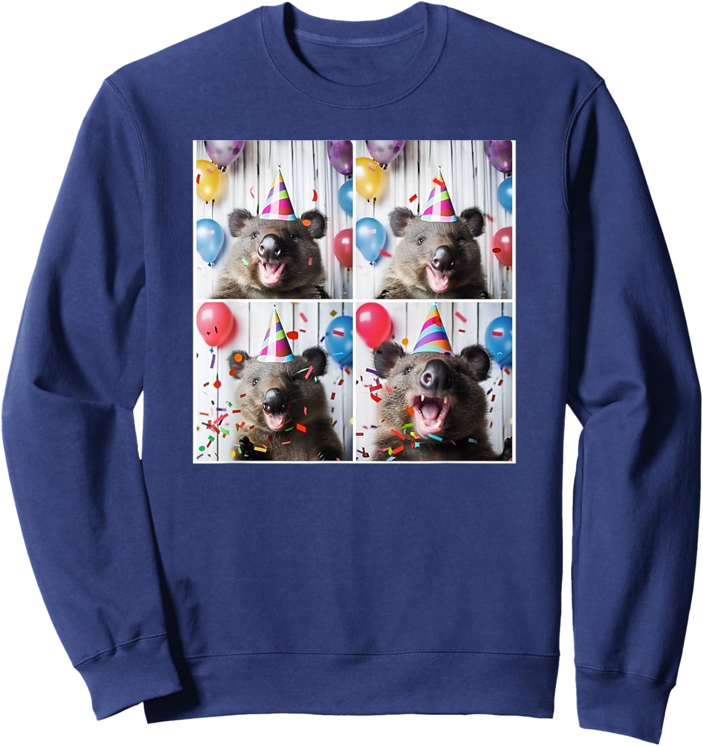 Wombat Lover Australian Animal Party Hat Wombat Birthday Sweatshirt - Sweatshirt | Navy