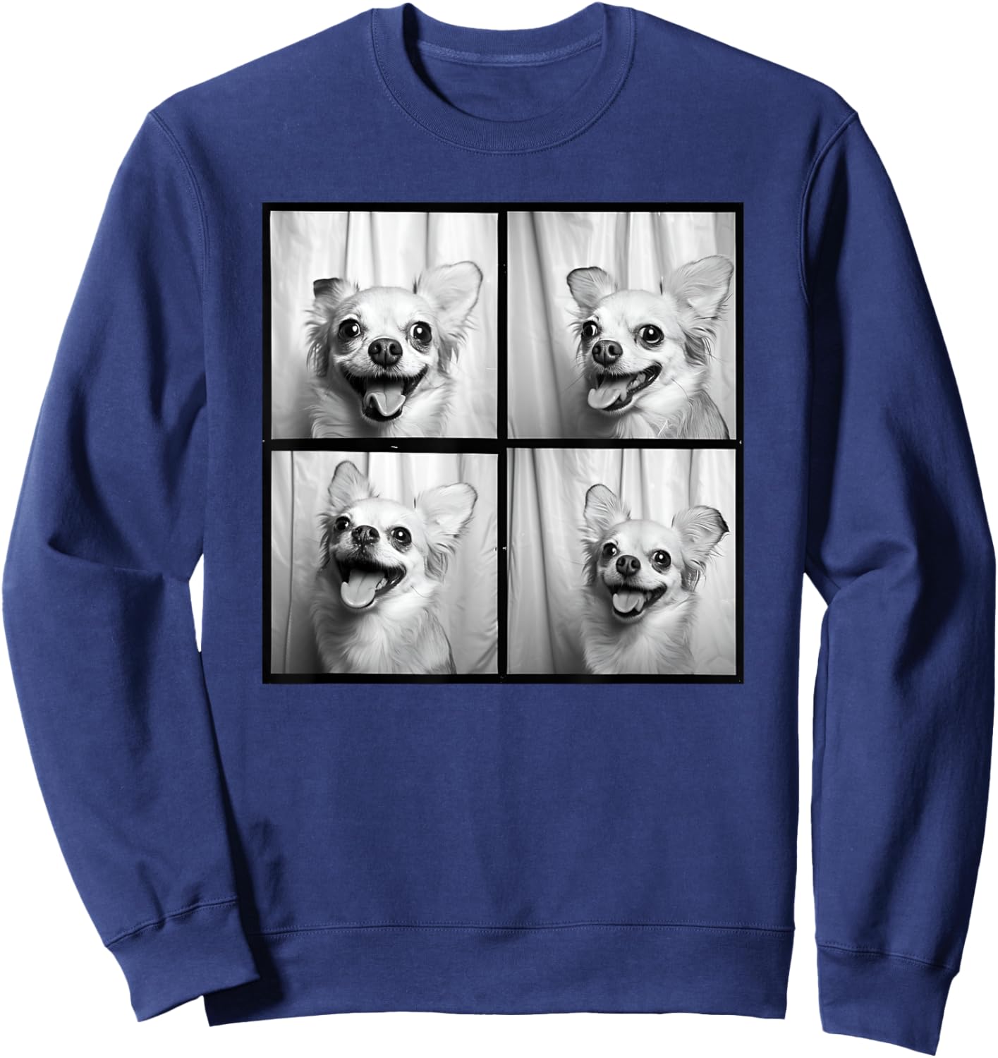 Smiling Chihuahua Face Funny Dog Photoshoot Chihuahua Mom Women Kids Sweatshirt - Sweatshirt | Navy