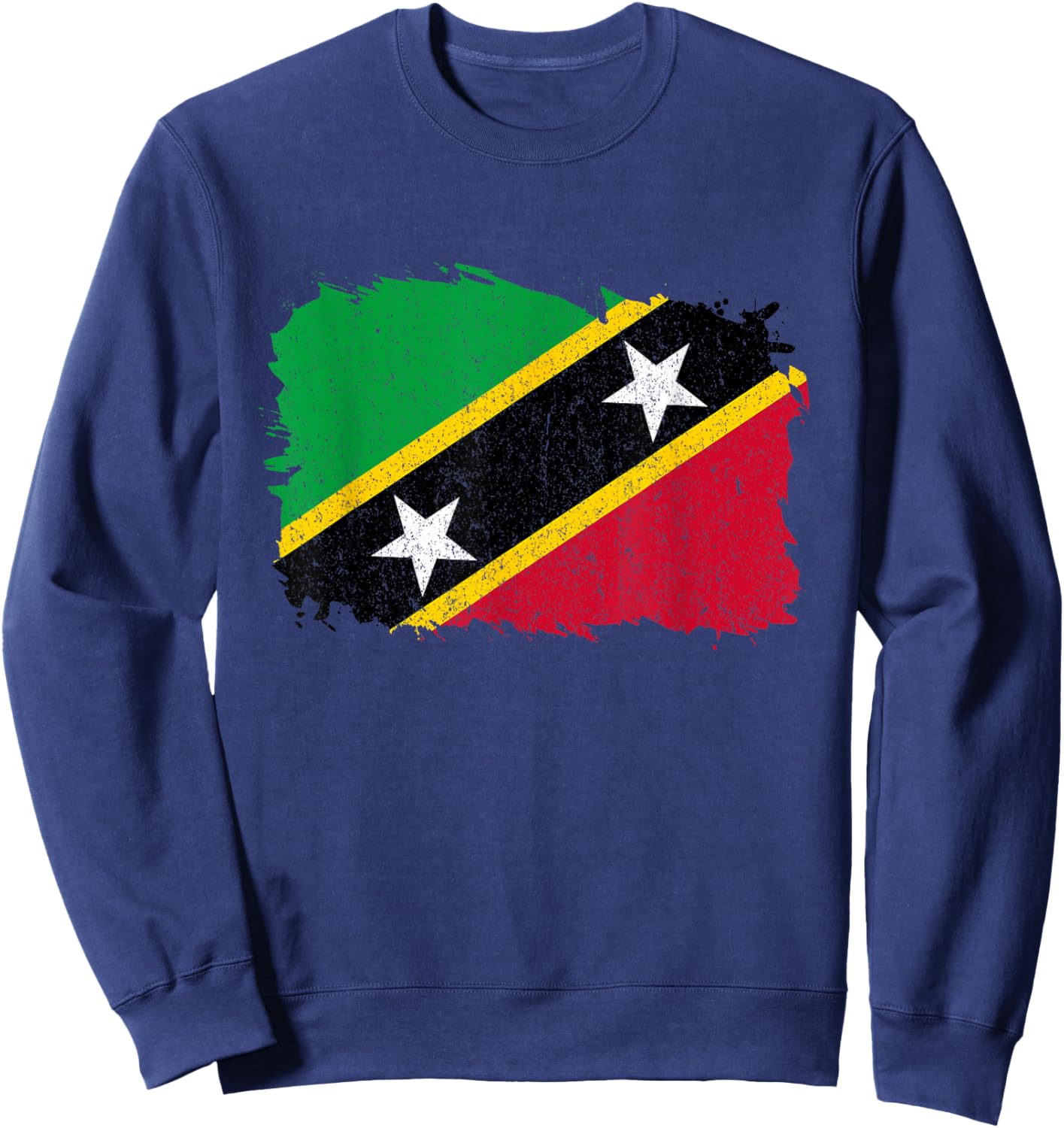 Saint Kitts and Nevis Nevisian Pride Vintage Nevisian Flag Sweatshirt - Sweatshirt | Navy