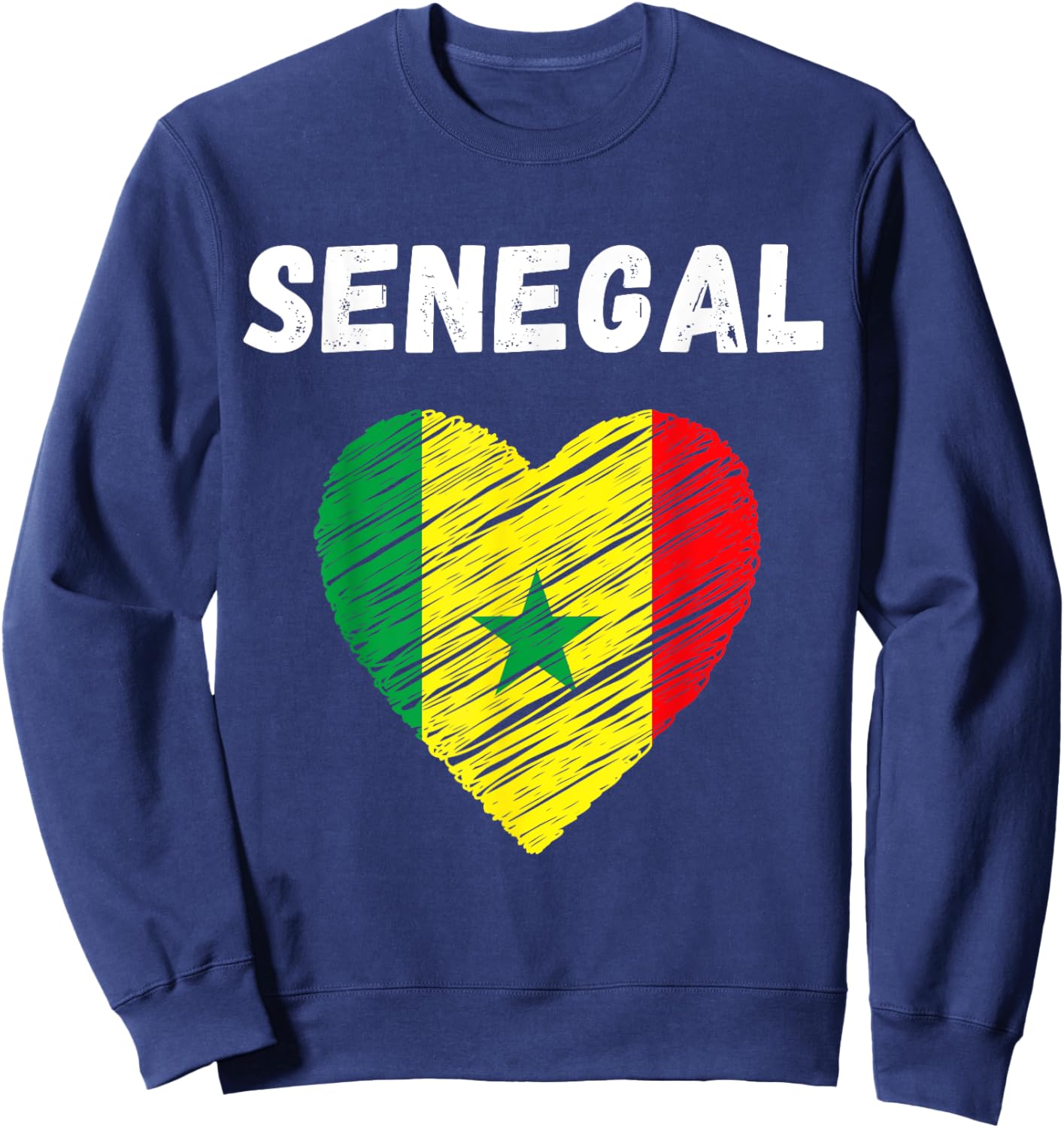Senegal Flag Holiday Senegal Heart Senegalese Flag Sweatshirt - Sweatshirt | Navy