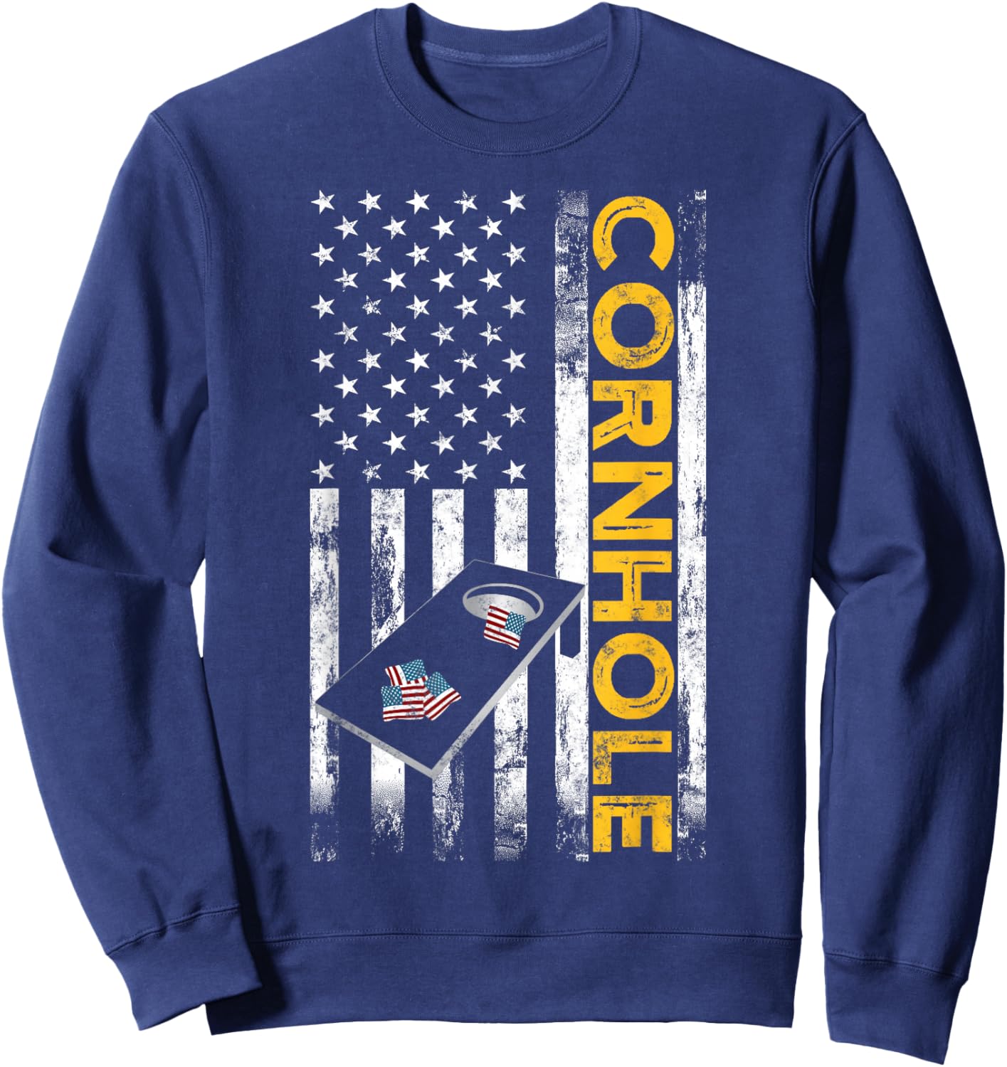 Patriotic Cornhole Player USA American flag Corn hole lover Sweatshirt - Sweatshirt | Navy