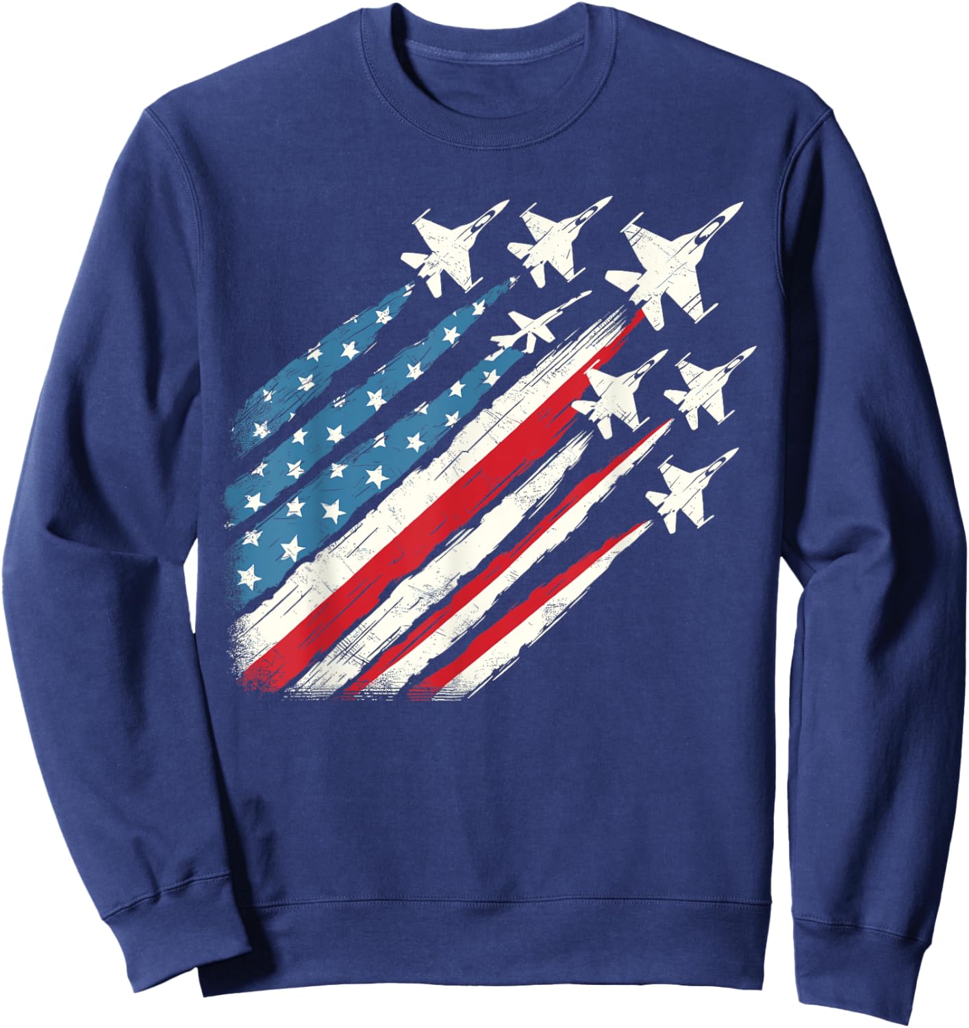 Patriotic USA Fighter Jets 4th of July Girls Kids Men Sweatshirt - Sweatshirt | Navy