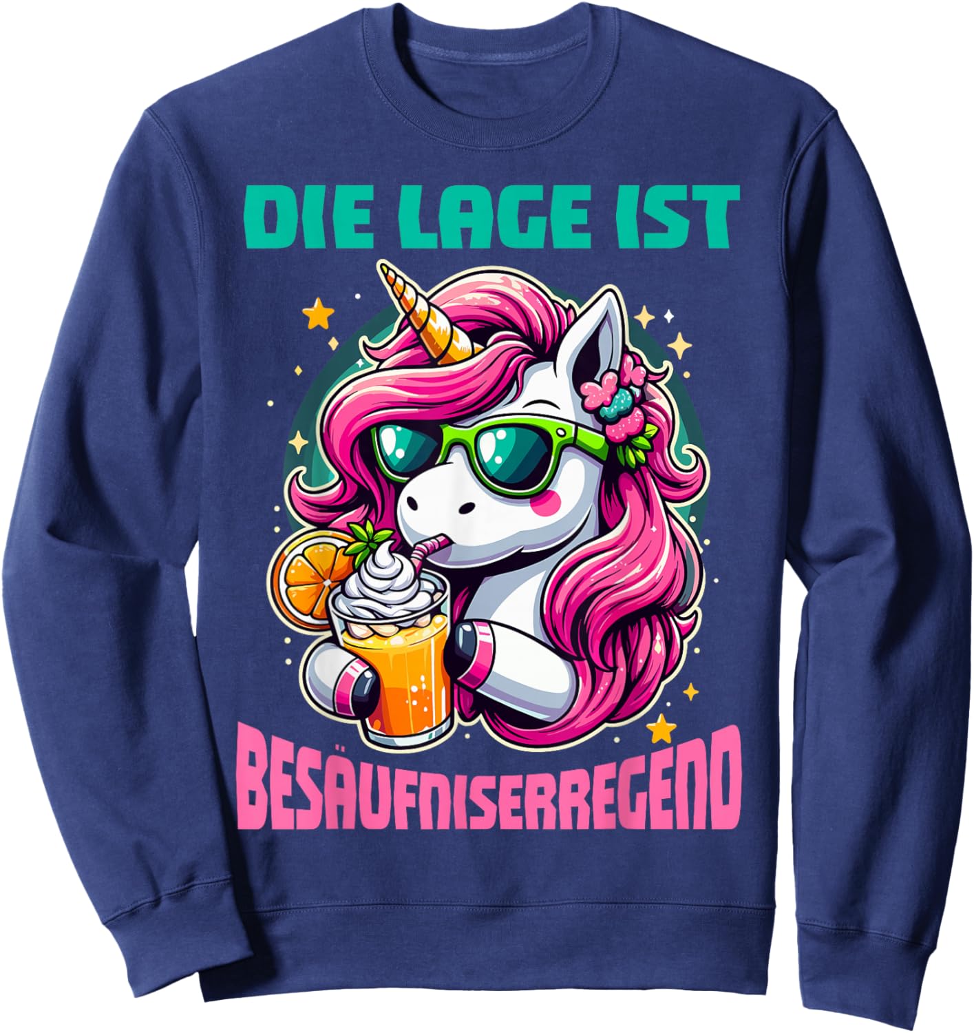 Die Lage Ist Besäufniserregend Party Humor Einhorn Trinker Sweatshirt - Sweatshirt | Navy
