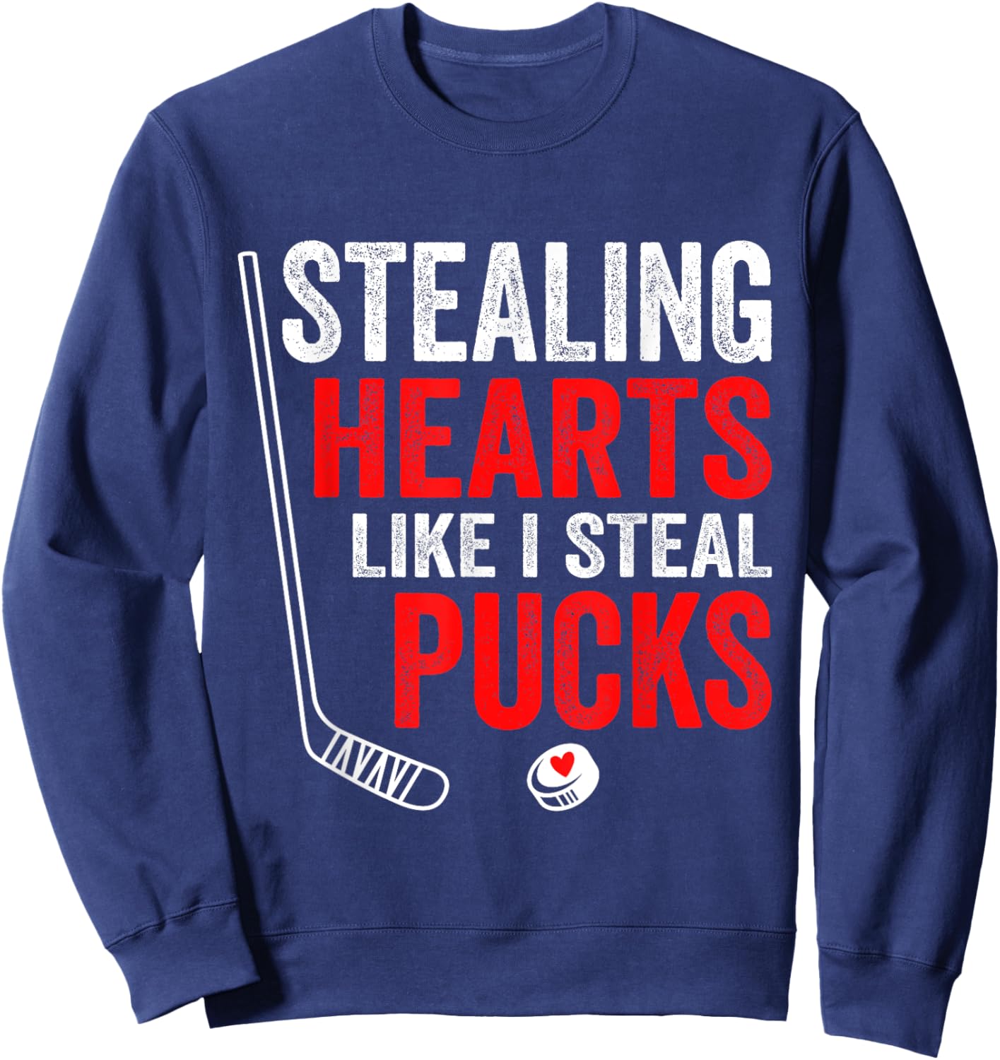 Stealing Heart Like I Steal Pucks Valentines Day Hockey kids Sweatshirt - Sweatshirt | Navy