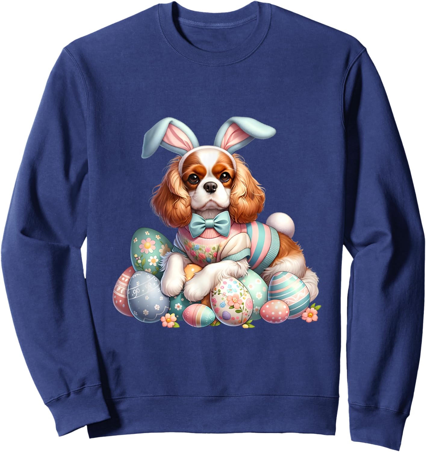 Funny Easter Day Cavalier King Charles Spaniel Bunny Costume Sweatshirt - Sweatshirt | Navy