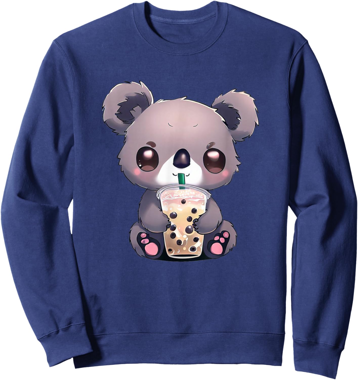 Kawaii Koala Boba Bubble Tea Cute Animal Lover Boys Girls Sweatshirt - Sweatshirt | Navy