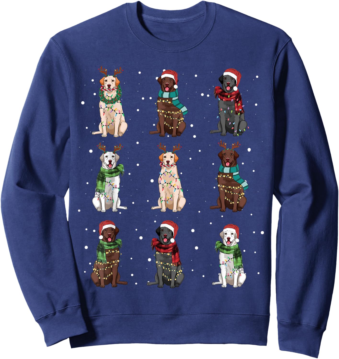 Christmas Lights Labrador Dog Lover Funny Xmas Dogs PJ Gifts Sweatshirt - Sweatshirt | Navy