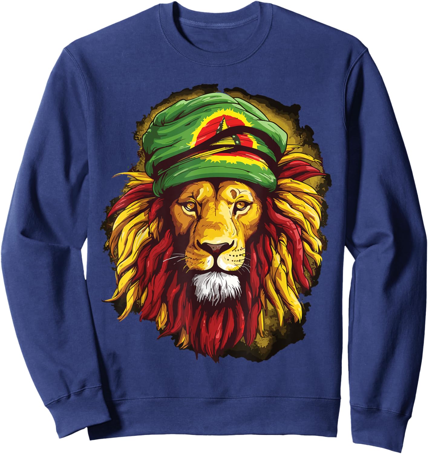 Jamaican Lion Jamaican Rasta Flag Lion Of Judah Reggae Music Sweatshirt - Sweatshirt | Navy