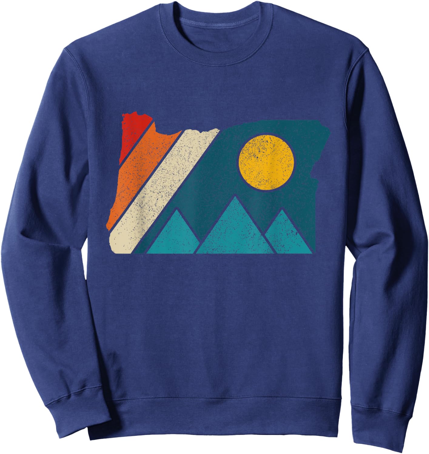Oregon Vintage State Map Mountains Hiking Nature Pride Gift Sweatshirt - Sweatshirt | Navy