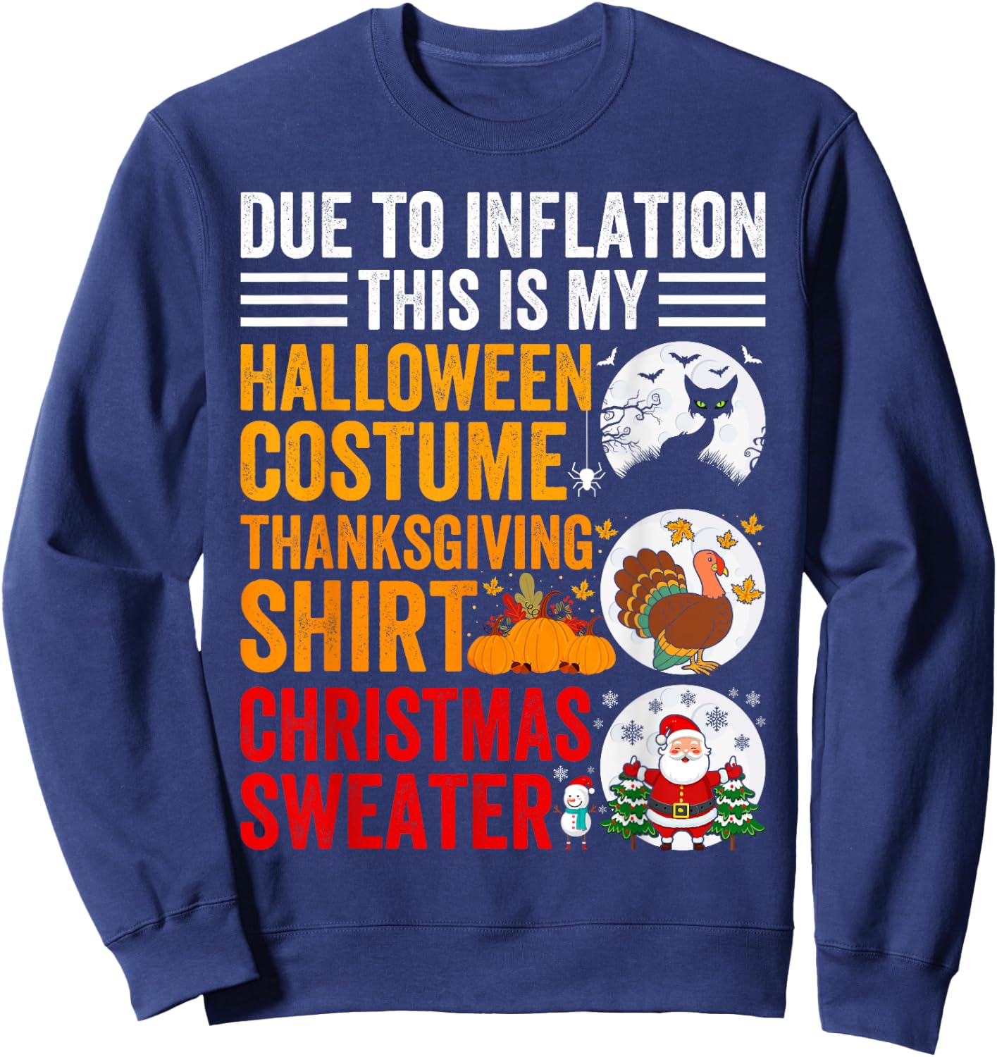 Due to Inflation This is My Thanksgiving Halloween Christmas Sweatshirt - Sweatshirt | Navy