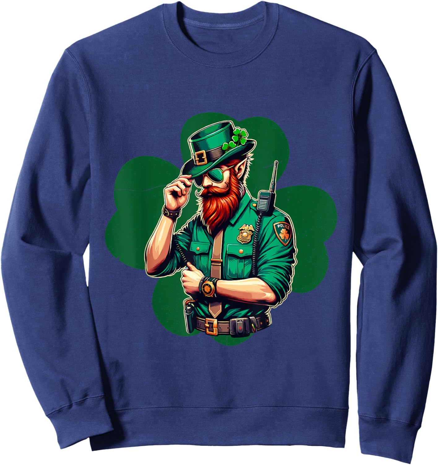 Police Officer St Patricks Day Irish Shamrock Lucky Cop Sweatshirt - Sweatshirt | Navy
