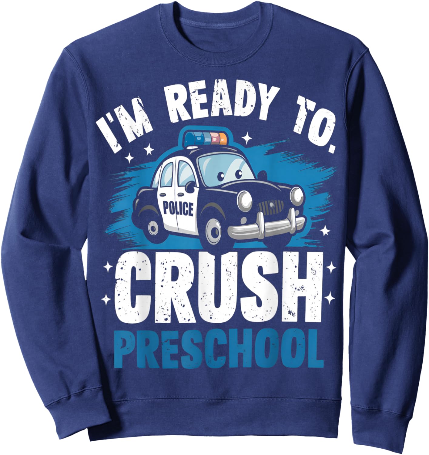 Back To School First Day Of Preschool Police Car Boys Sweatshirt - Sweatshirt | Navy