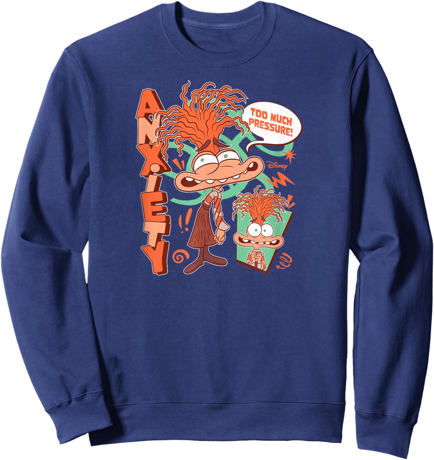 Inside Out 2 - Anxiety Character Too Much Pressure Sweatshirt - Sweatshirt | Navy