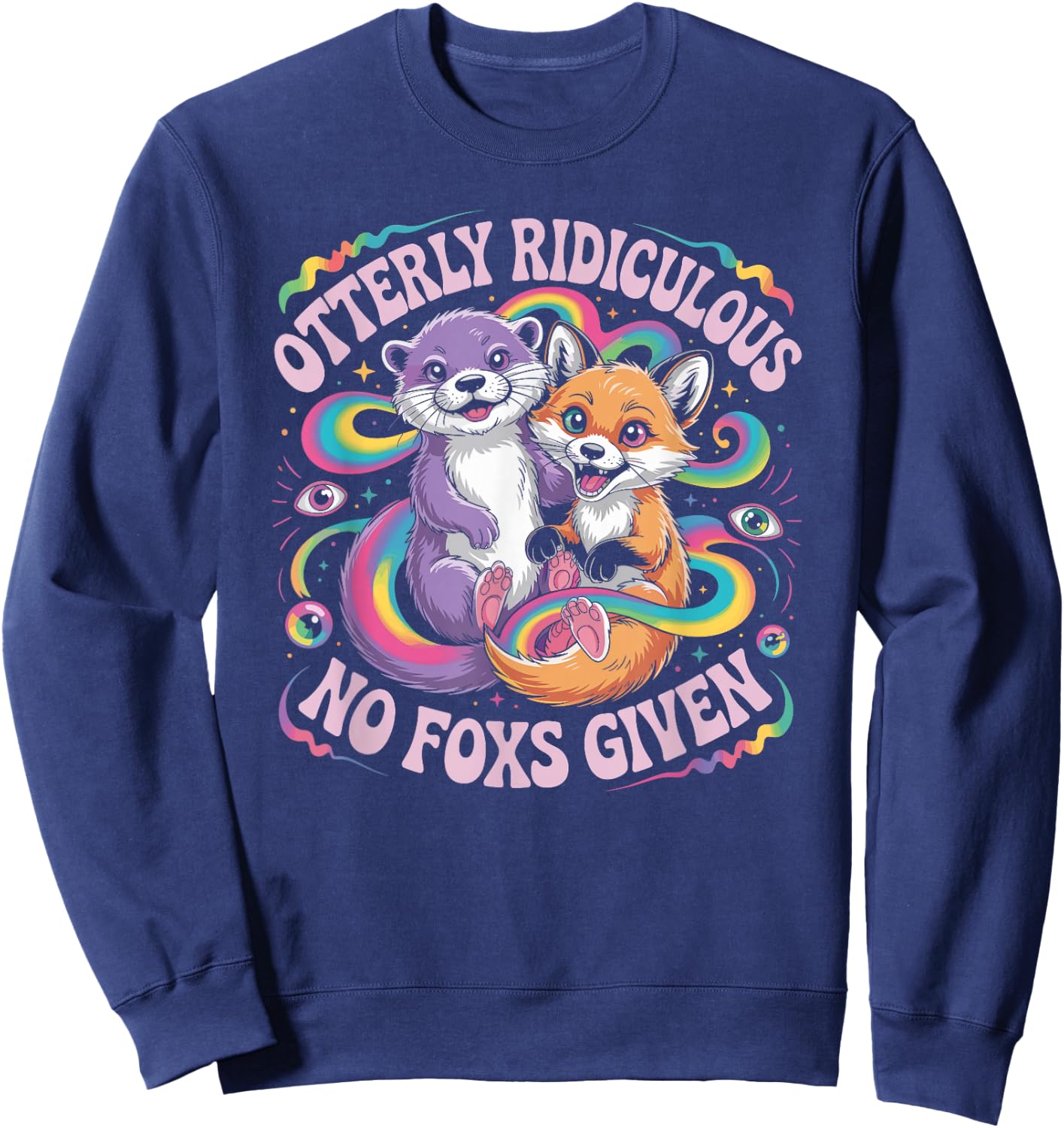 Otterly Ridiculous No Foxs Given Funny Retro Animal Pun Sweatshirt - Sweatshirt | Navy