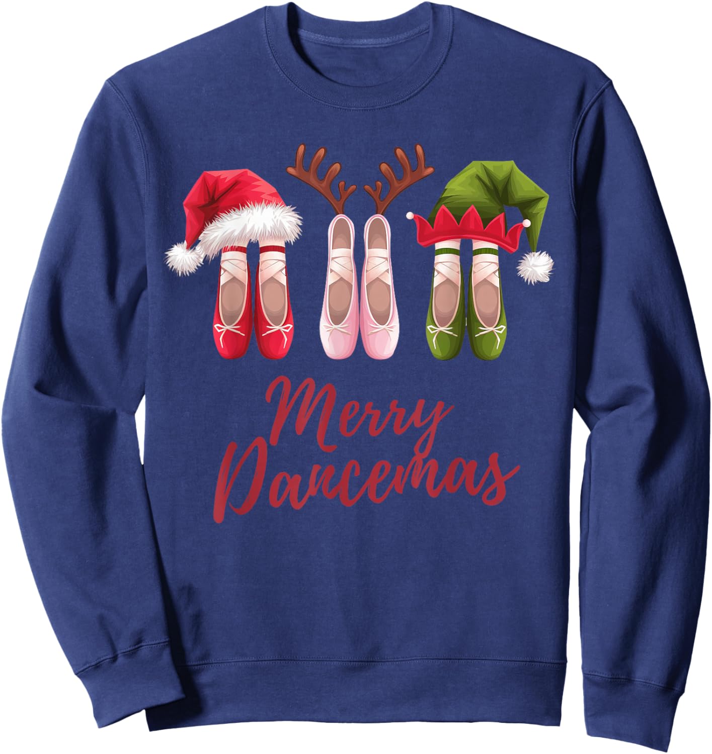 Ballet Dancer Ballerina Merry Dancemas Pointe Shoe Christmas Sweatshirt - Sweatshirt | Navy