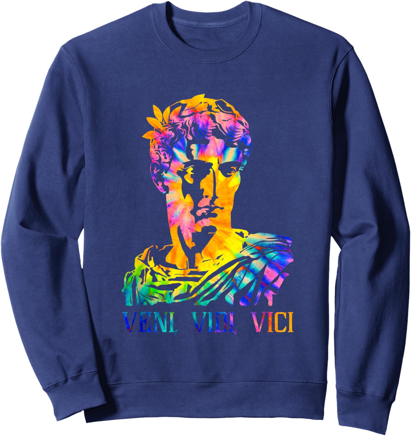 Julius Caesar Portrait With Tie Dye Pattern Veni Vidi Vici Sweatshirt - Sweatshirt | Navy