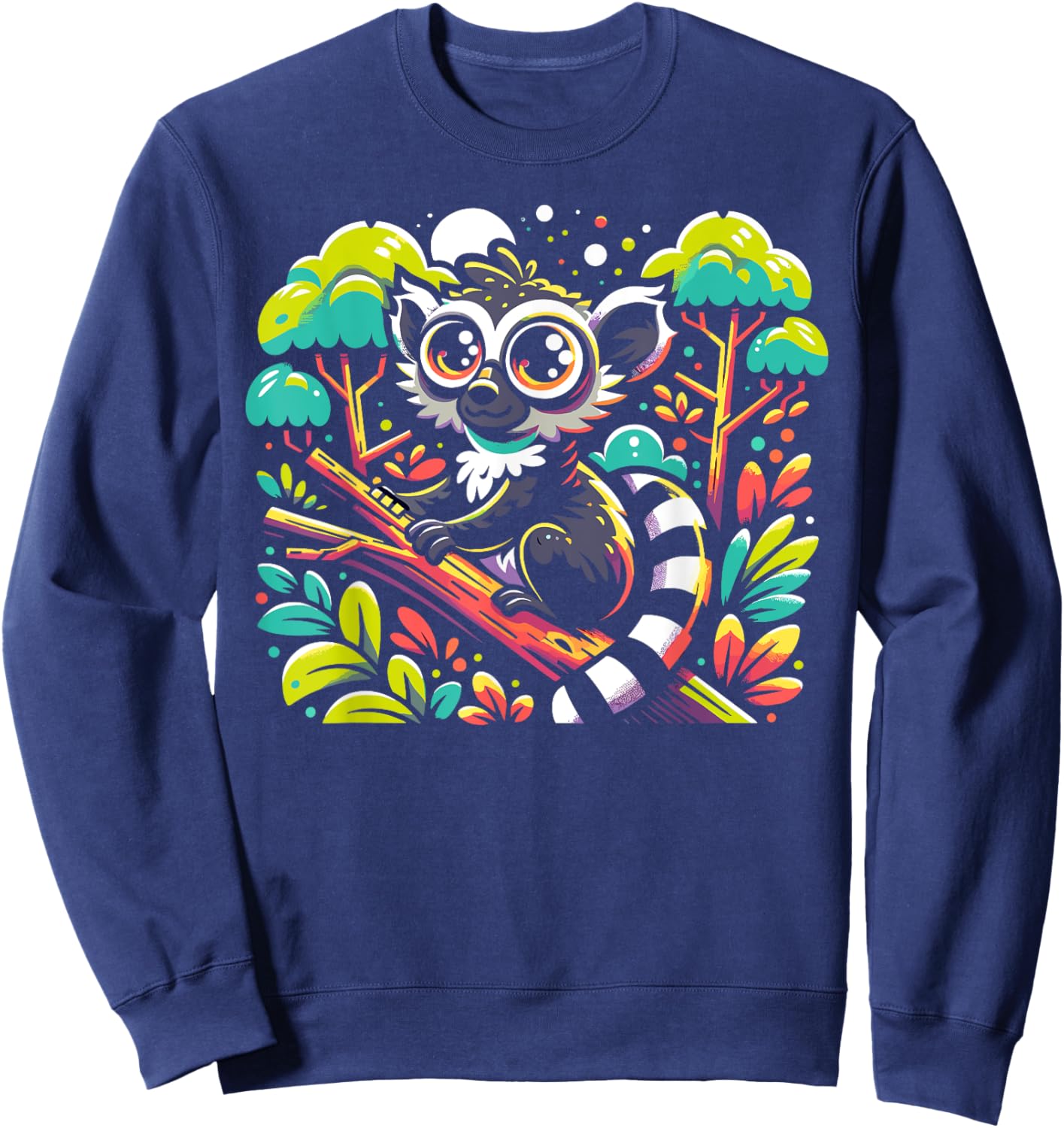 Aye Aye Face Aye-aye Nocturnal Lemur Wildlife Animal Sweatshirt - Sweatshirt | Navy