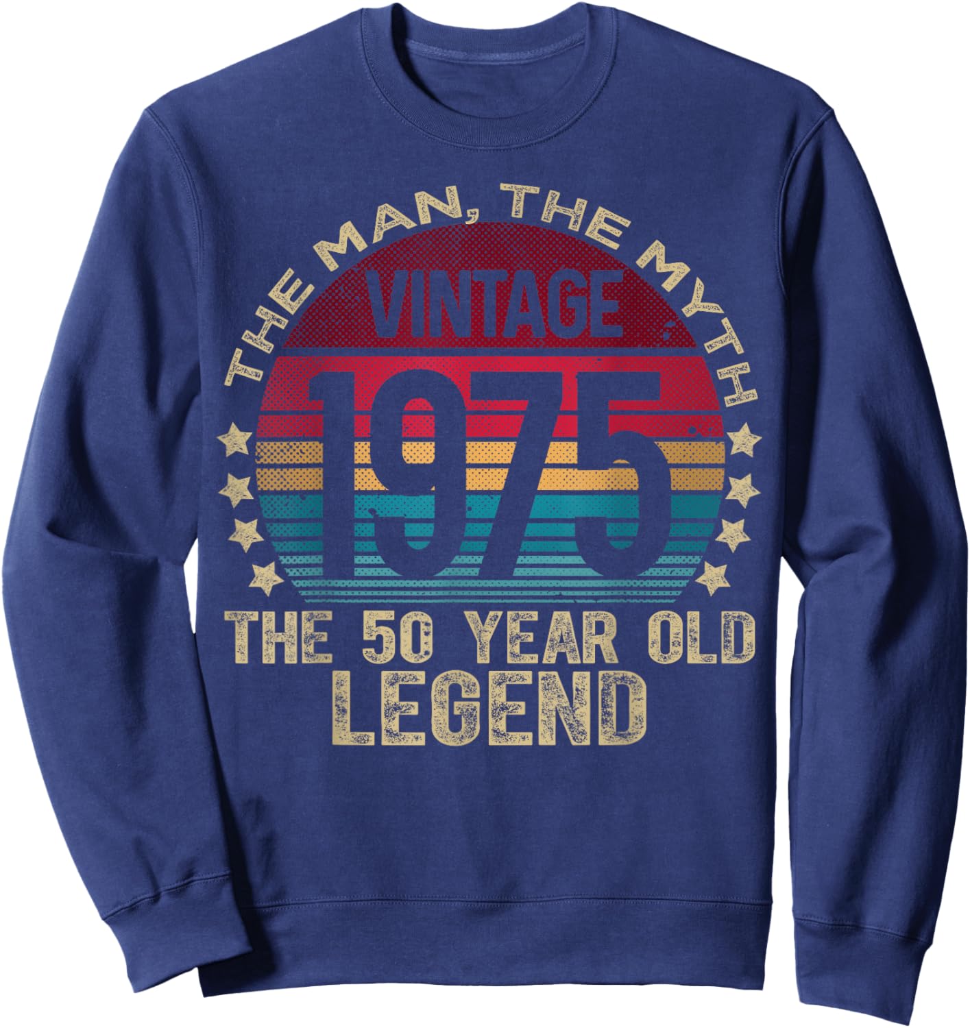 Vintage Legend Birthday Shirts 2025 HH 50 Year Old Gifts Vintage 1975 Limited Edition -Adult Black Small Short Sleeve Cotton, Polyester 50th Birthday Sweatshirt - Sweatshirt | Navy