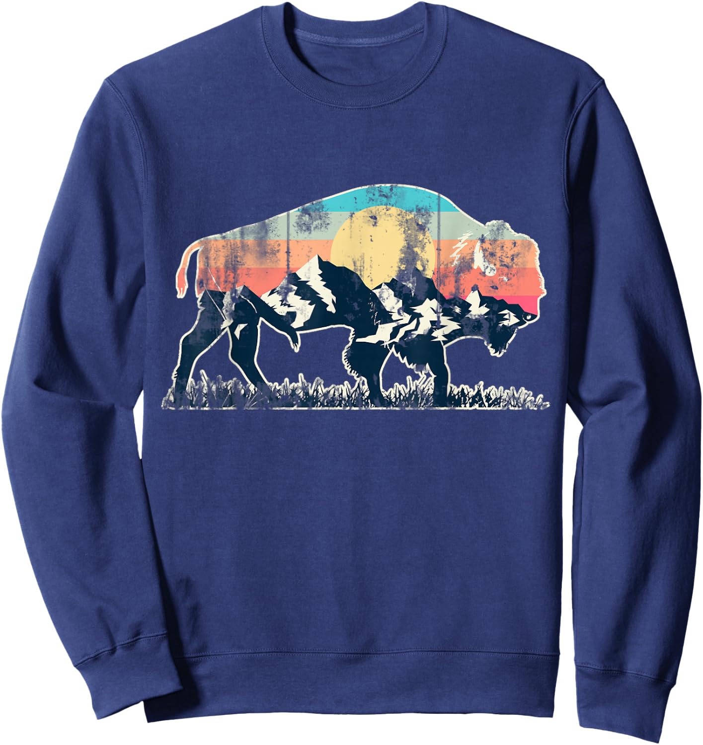 Sunset Landscape Buffalo Sweatshirt - Sweatshirt | Navy