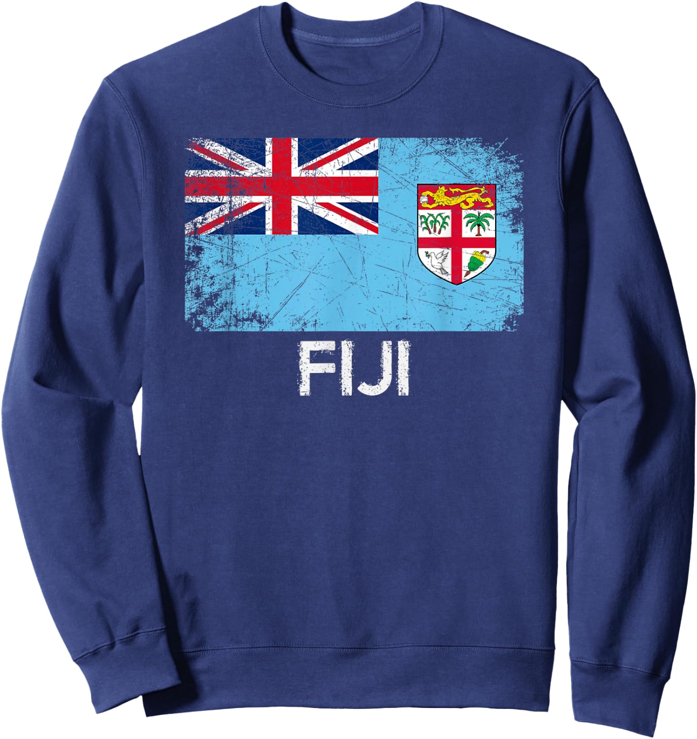 Fijian Flag | Vintage Made In Fiji Gift Sweatshirt - Sweatshirt | Navy
