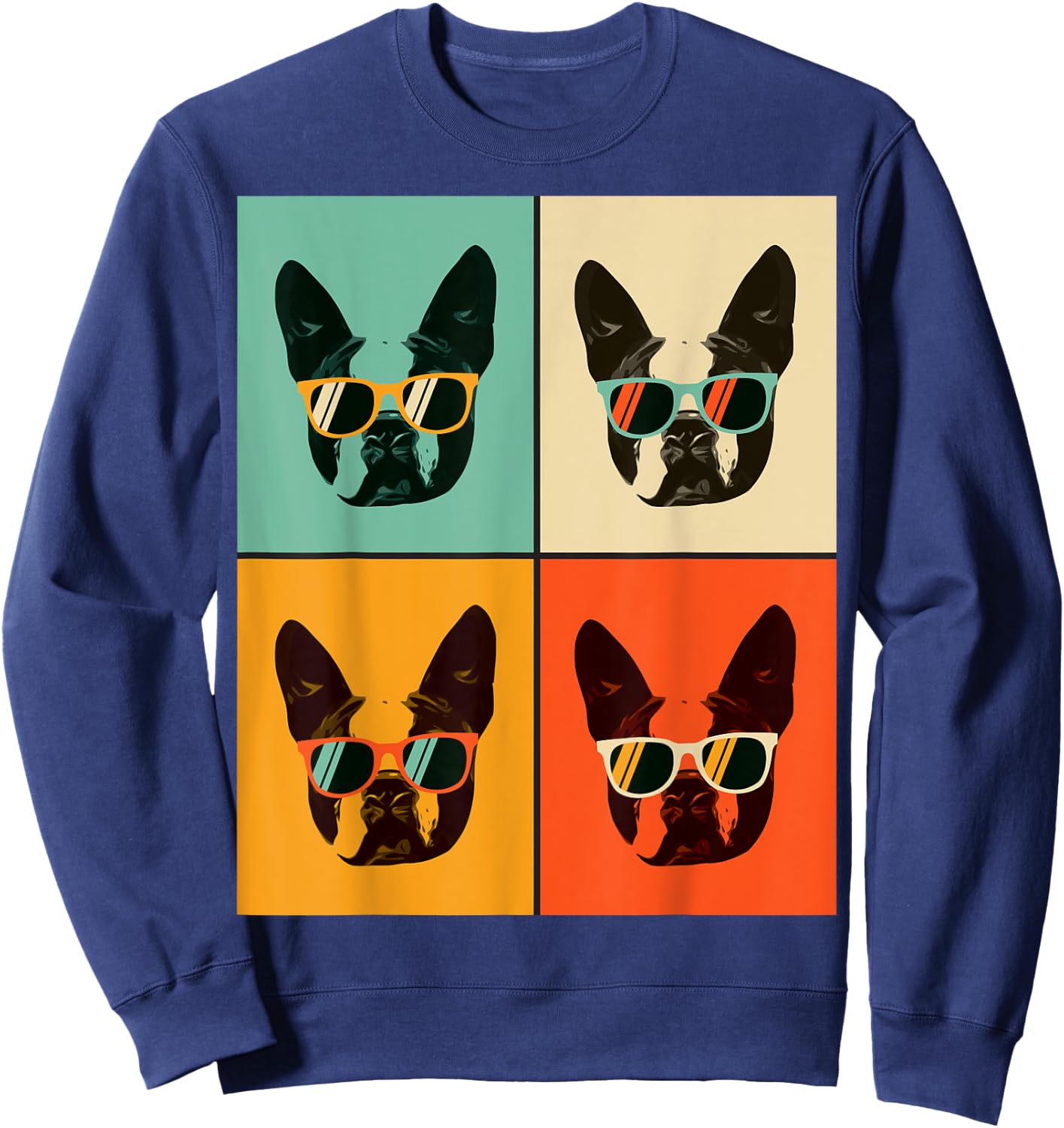 Bostie Dog Lover Gift Funny Boston Terrier With Sunglasses Women Girls Kids Sweatshirt - Sweatshirt | Navy