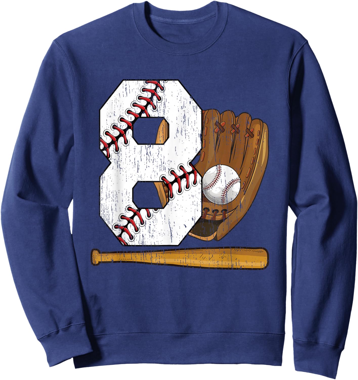 8th Birthday Baseball Boy Eight Year Old Baseball Player Sweatshirt - Sweatshirt | Navy