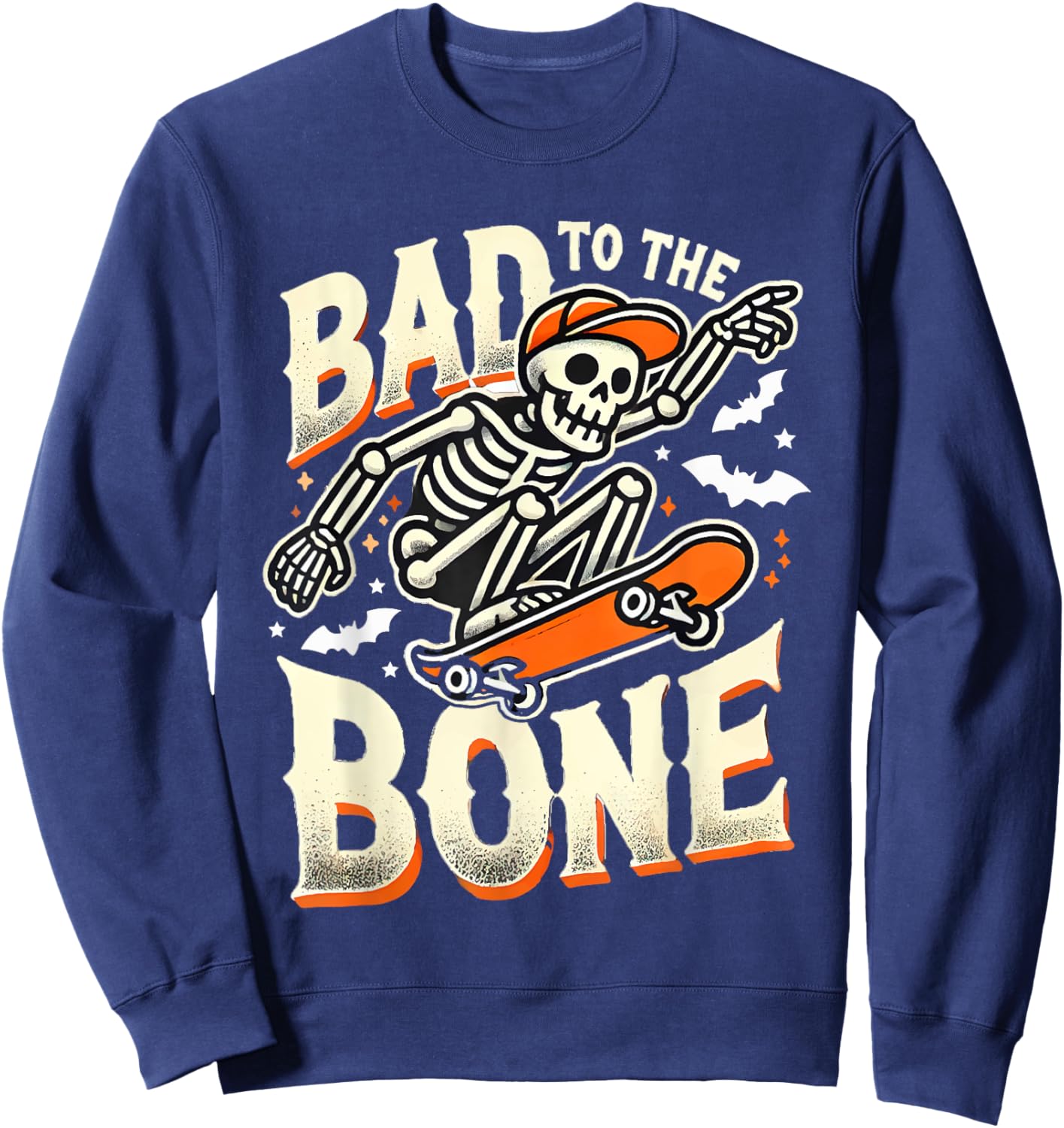 Bad To The Bone Skate Skateboard Shirt Youth Boys Girls Sweatshirt - Sweatshirt | Navy