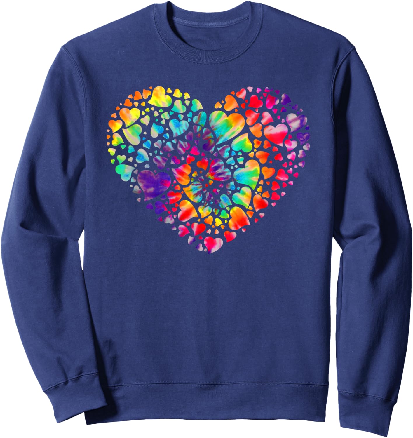 Colorful Tye Dye Die Tie Heart Valentine's Day Gift Sweatshirt - Sweatshirt | Navy