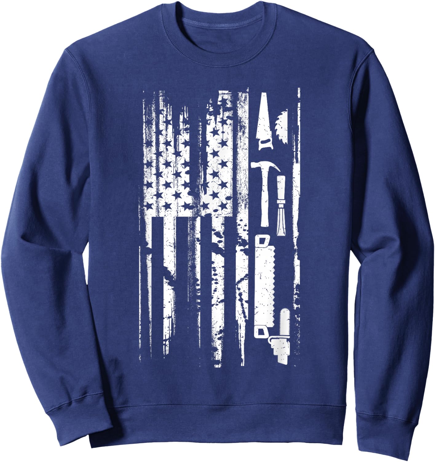 American Flag Woodworking Gift Carpenter Wood Working Small Sweatshirt - Sweatshirt | Navy