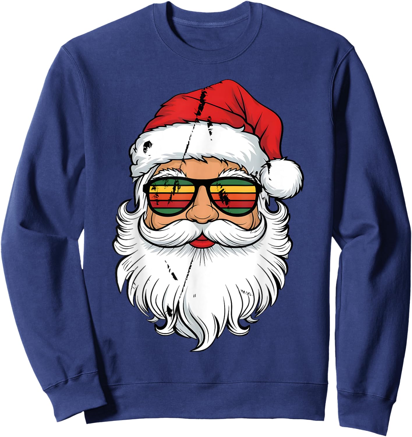 Santa Face Retro Sunglasses Christmas Men Boys Xmas Santa Sweatshirt - Sweatshirt | Navy