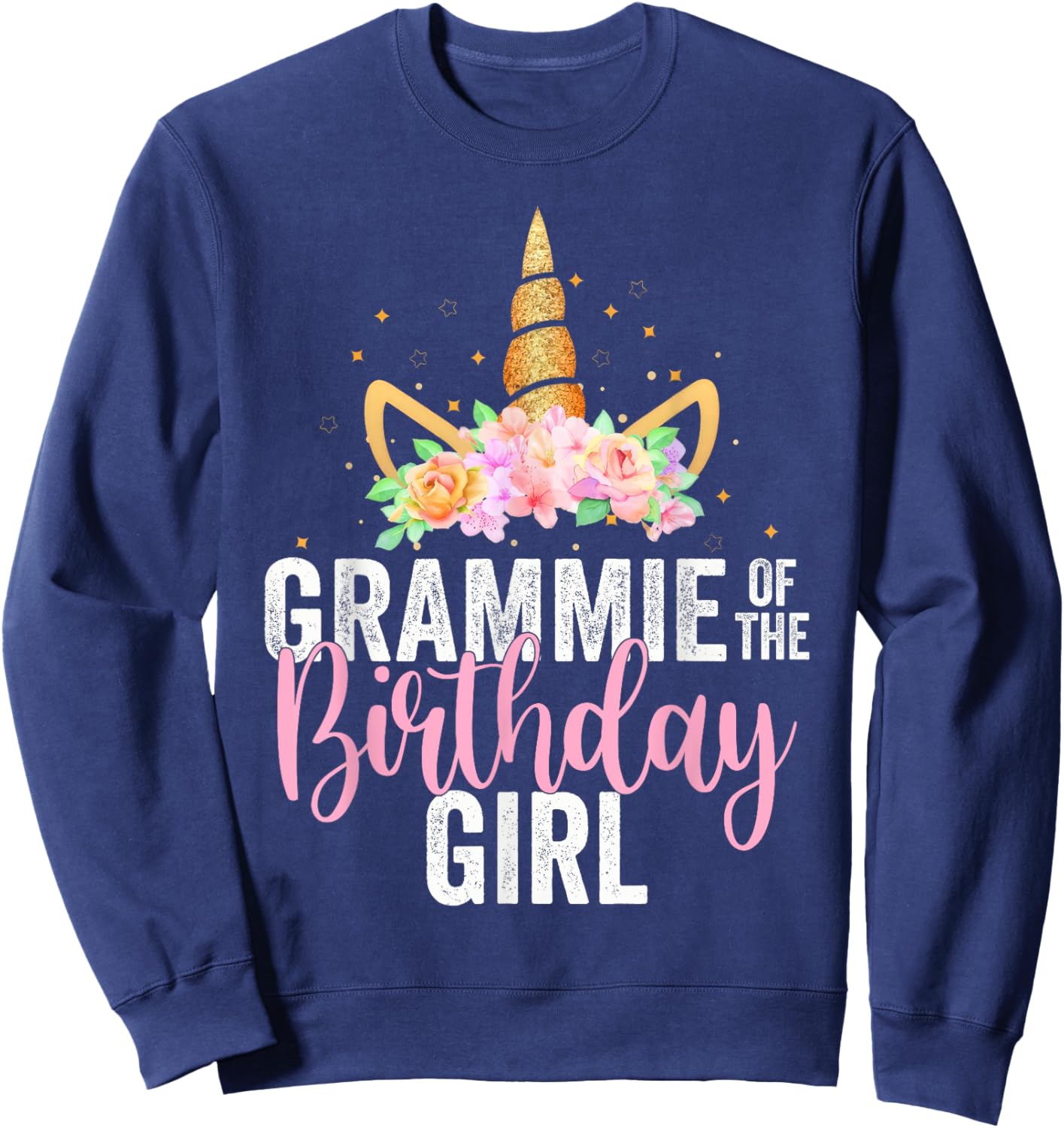 Grammie Of The Birthday Girl Unicorn Girls Family Matching Sweatshirt - Sweatshirt | Navy