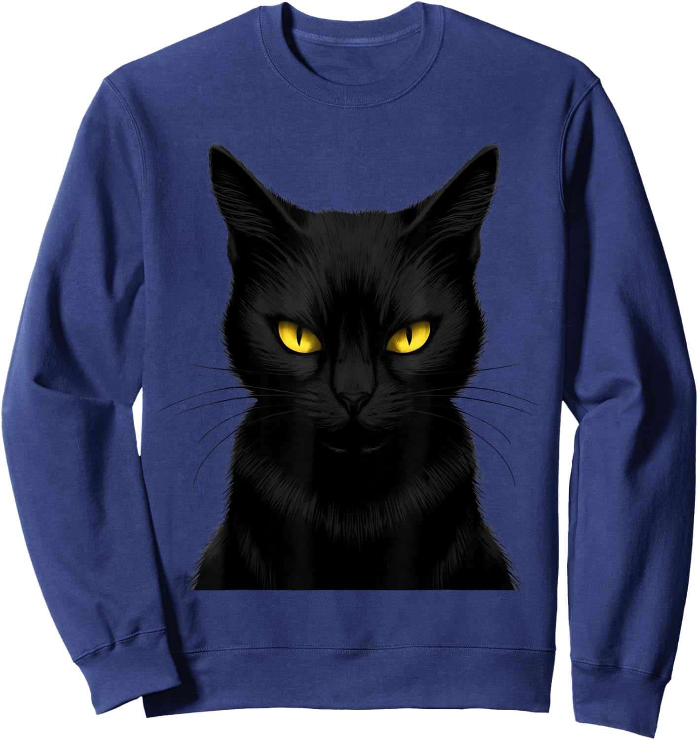 Black Cat Yellow Eyes Graphic Men Women Boys Girls Sweatshirt - Sweatshirt | Navy