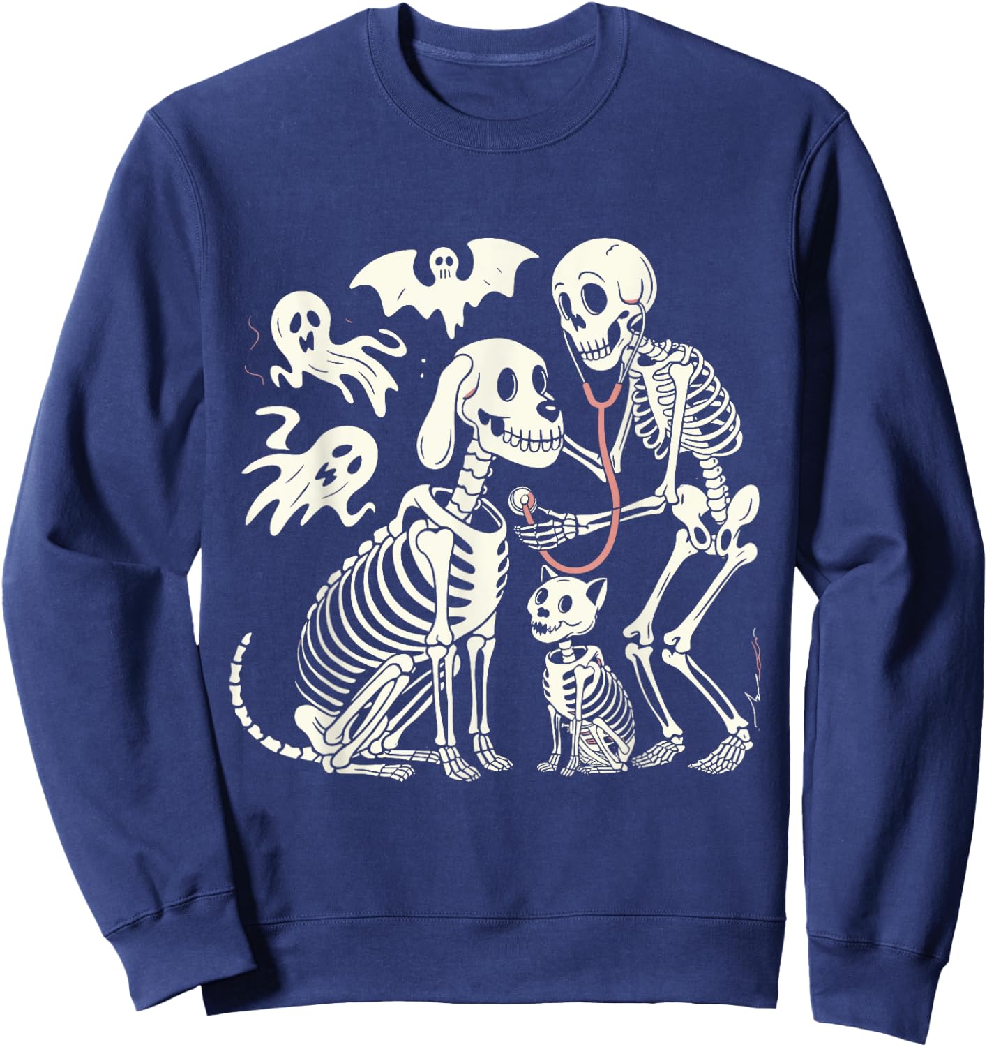 Funny Skeleton Veterinarian Animal Lovers Spooky Halloween Sweatshirt - Sweatshirt | Navy