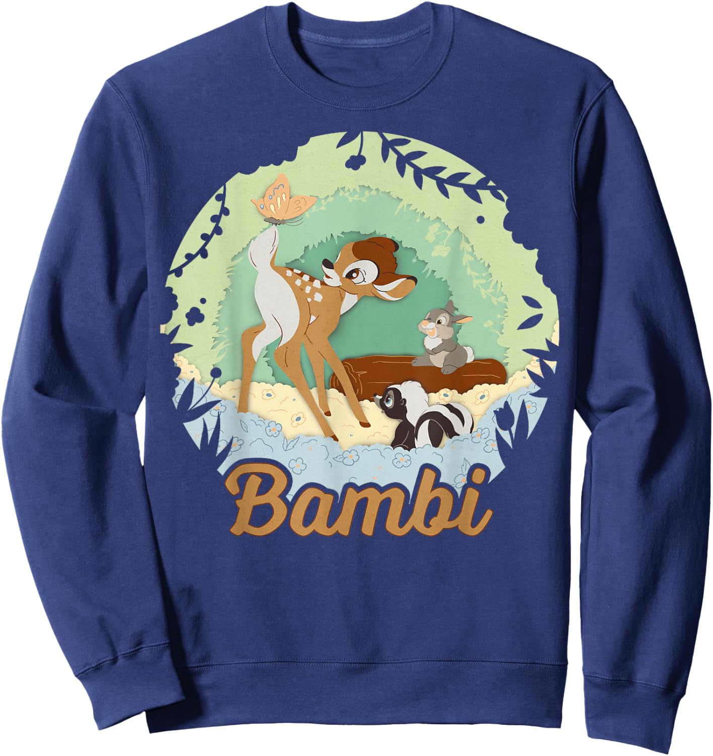 Disney Bambi Thumper And Flower Paper Cut Portrait Sweatshirt - Sweatshirt | Navy